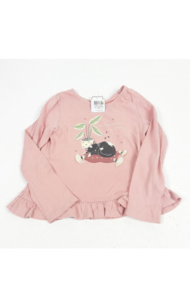 T-shirt ML rose imprimé pot...