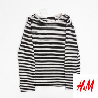 T shirt ML rayé noir et blanc