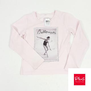 T-shirt ML rose avec photo fille ballerine