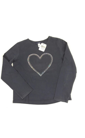 T-shirt ML bleu coeur en...