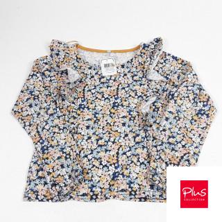 T-shirt ML avec froufrou au manche fleuri