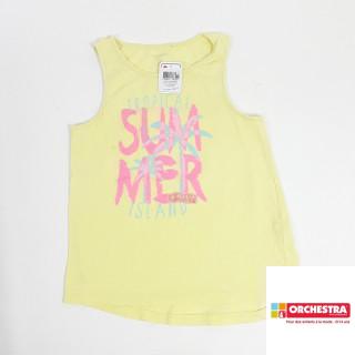 Débardeur jaune écriture rose fluo " sum mer "