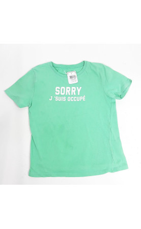 T-shirt MC vert " sorry j'suis occupé "