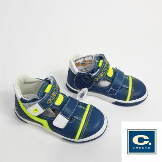 Chaussures semi ouvertes bleu et jaune fluo