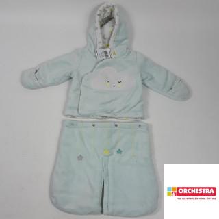 Combi-pilote bleu en velour motif nuage et étoiles