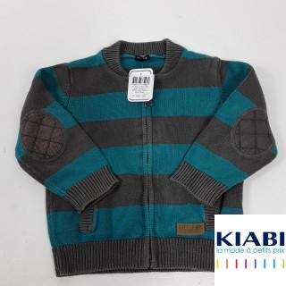 gilet avec fermeture marron avec rayure bleu