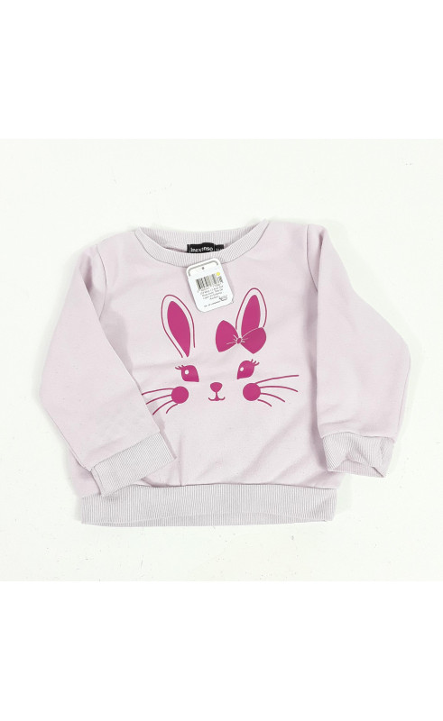 Pull rose avec tête de lapin