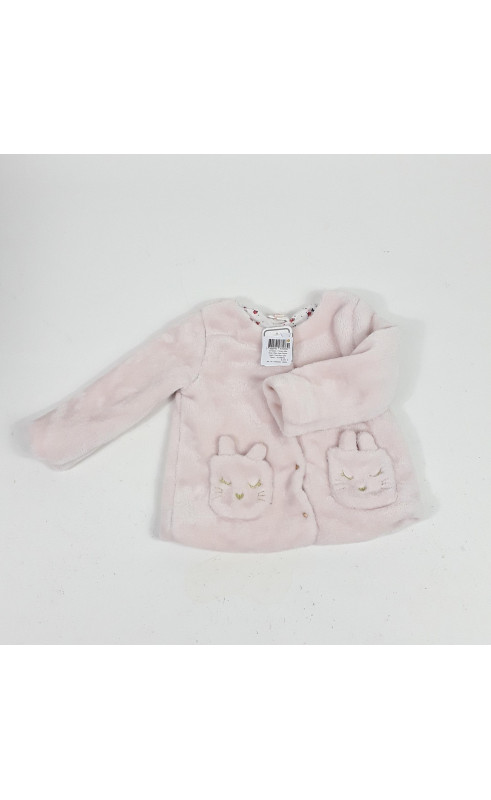 Gilet rose pale avec poche lapin tout doux