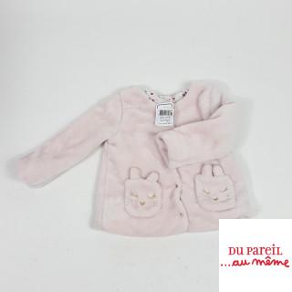 Gilet rose pale avec poche lapin tout doux