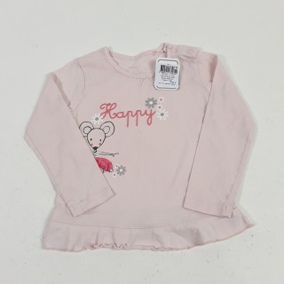 Blouse rose motif souris ballerine " happy "