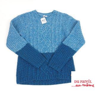 Pull maille tressée bleu