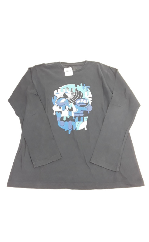 T-shirt ML bleu tete de mort