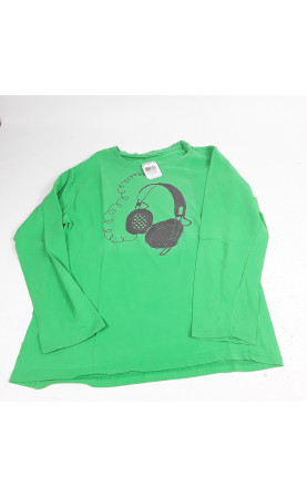 T-shirt ML vert imprimé casque