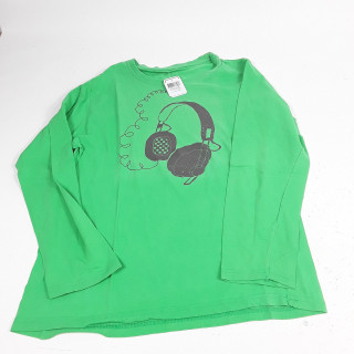 T-shirt ML vert imprimé casque