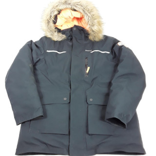 Parka bleu marine capuche fourrure