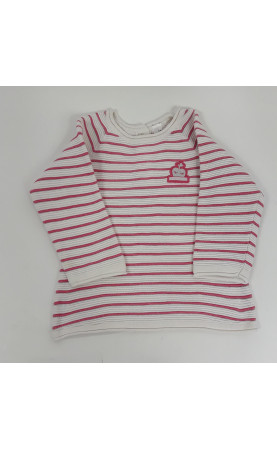 Pull blanc avec rayure rose...