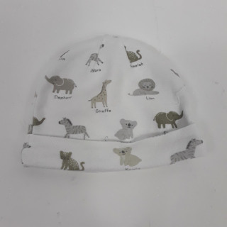 Bonnet blanc motif zebre, koala...