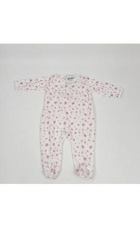 pyjama blanc motif rose