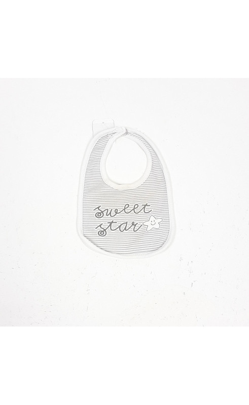 bavoir blanc avec rayure grise "sweet star"