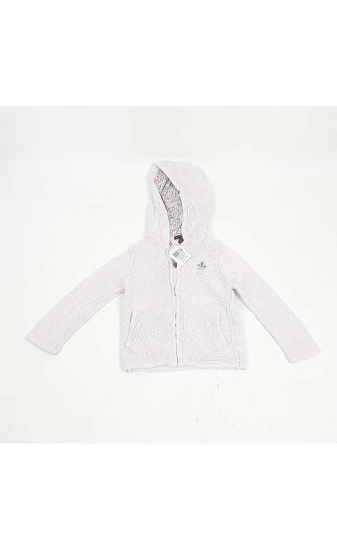 Gilet nid d'abeille en coton épais rose pale à zip