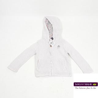 Gilet nid d'abeille en coton épais rose pale à zip