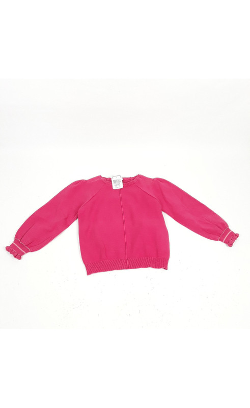 Pull fushia en coton épais manches frou frou