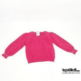 Pull fushia en coton épais manches frou frou