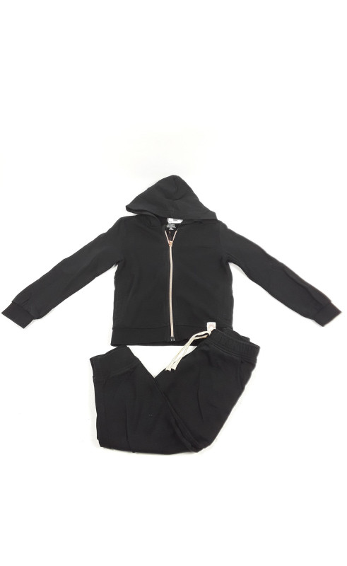 Ensemble jogging noir à capuche fermeture bronze