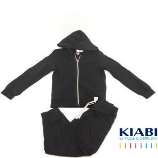 Ensemble jogging noir à capuche fermeture bronze