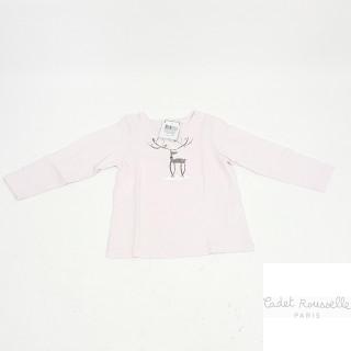 T shirt ML rose imprimé renne