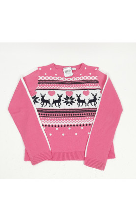 Pull de Noel rose et écru qui clignote