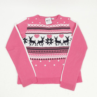 Pull de Noel rose et écru qui clignote