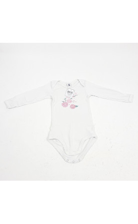 Body ml blanc motifs fleurs avec oiseaux