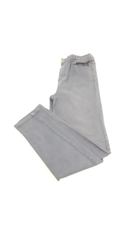 pantalon slim bleu avec boutons a pression et cordons