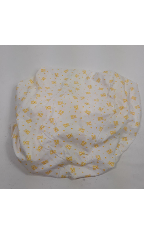 Drap housse blanc motif ours jaune 60x120