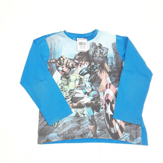 T-shirt ML bleu imprimé avengers