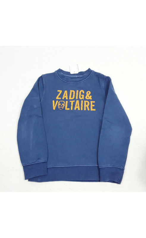 Pull fin bleu écriture orange " zadig & voltaire "