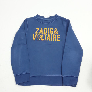 Pull fin bleu écriture orange " zadig & voltaire "