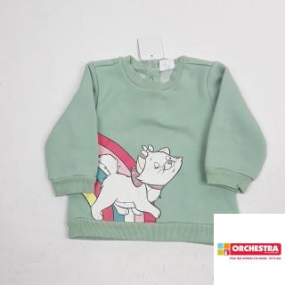 pull vert pastel motifs arc-en-ciel et chat  Disney