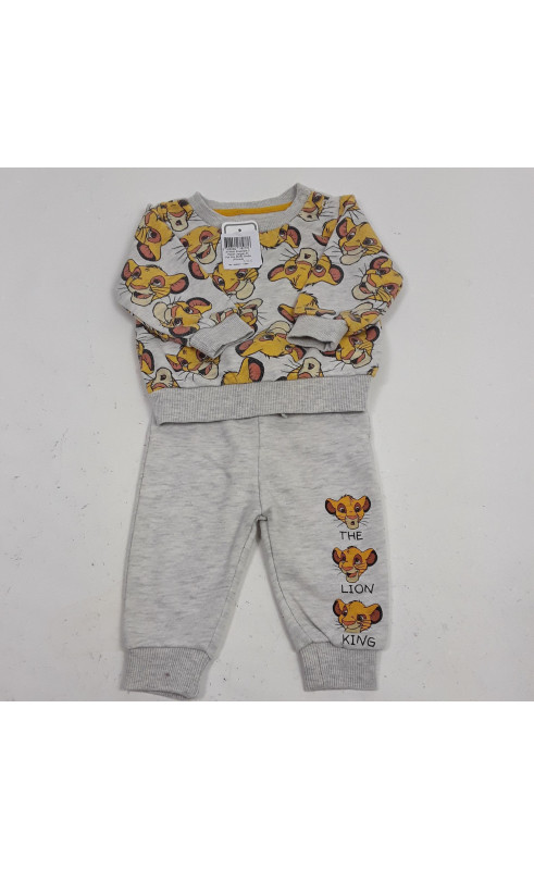 ensemble 2 pièces jopggin et pull gris motifs simba