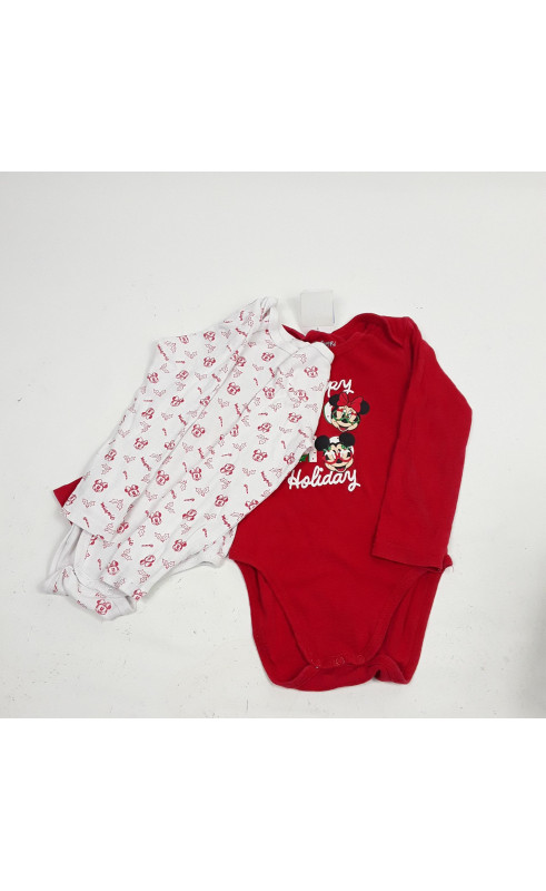 lot de 2 Body blanc et rouge motif minnie noël rouge