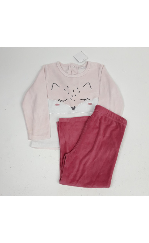 ensemble 2 pièces pyjama bas rose et haut blanc et rose clair motifs