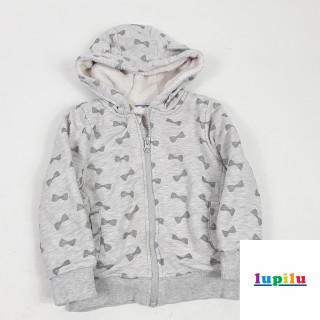 Gillet à zippe gris polaire motif nœud