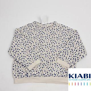 pull blanc motifs fleurs bleu