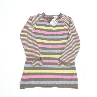 Robe pull ML bande rose/jaune/grise