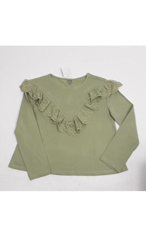 t-shirt mk vert avec froufrous en v