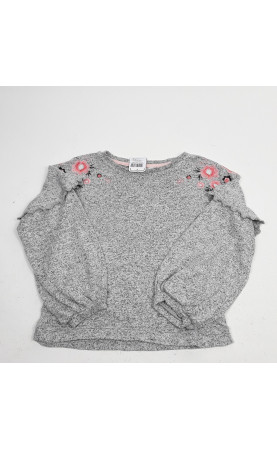 t-shirt ml gris avec fleurs...