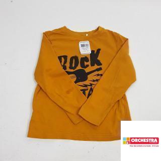 t-shirt ml jaune moutarde motif guitare " rock "