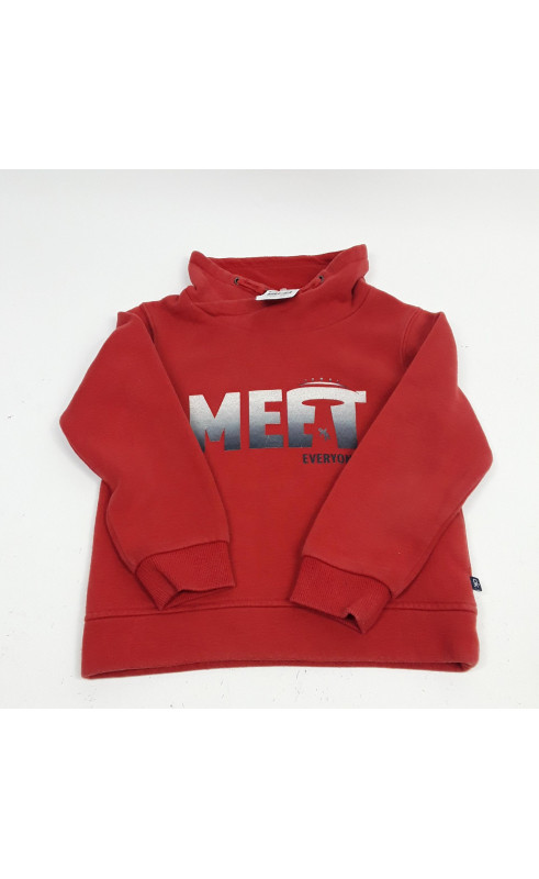 Pull col roulé orange " meet everyone "