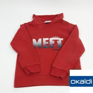 Pull col roulé orange " meet everyone "